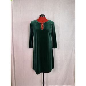 MSK Petite Dress Size Medium Petite Green Knee Length Dress Velvet E122